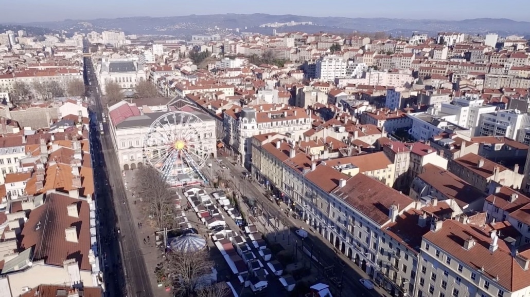 Prise De Vue Aérienne De La Place De L'hotel De Ville De Saint Etienne