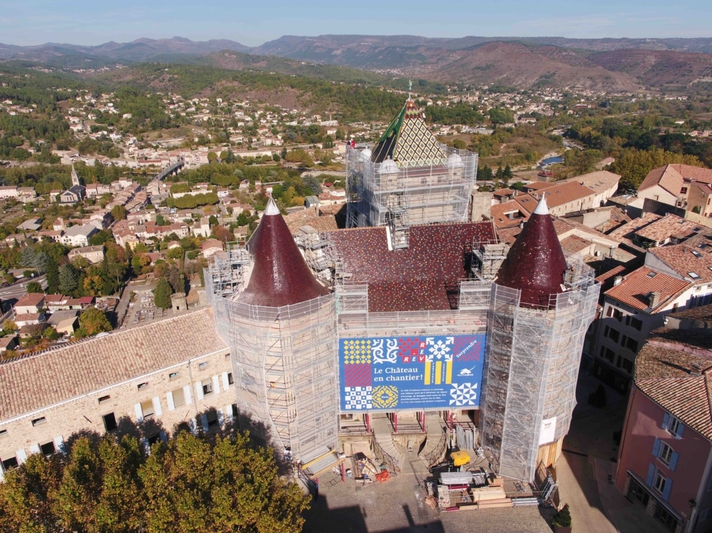 Suivi de chantier du chateau d'Aubenas en photos par drone