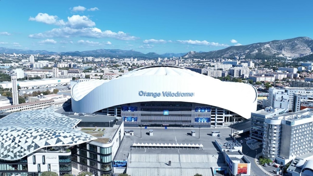French drone operator for filming Orange Vélodrome stadium in Marseille