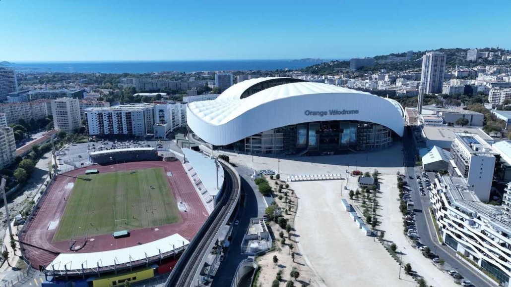 stade vélodrome par drone marseille