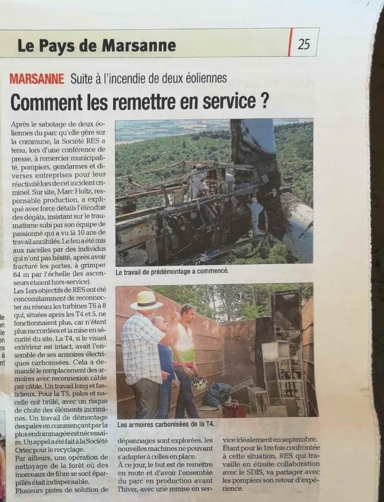 article de journal parlant de notre inspection d'éoliennes par drone | inspection par drone d'ouvrages