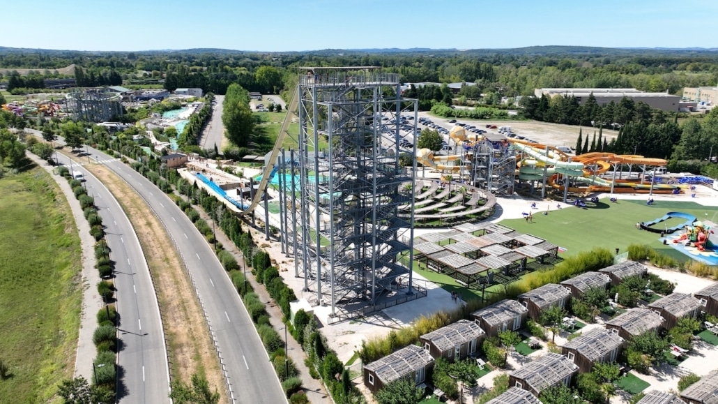 agence vidéo vaucluse : prise de vue aérienne du site de wave island