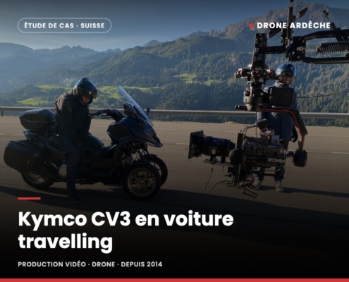 Kymco CV3 filmé en voiture travelling en Suisse