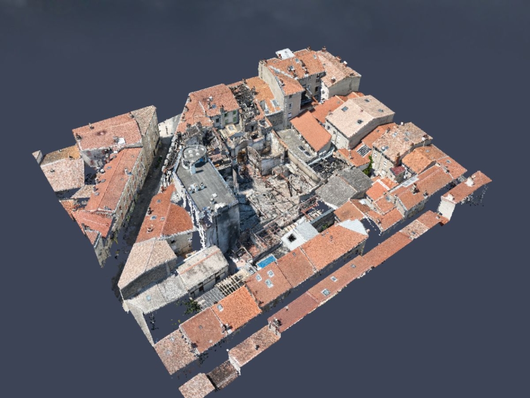 Vue d’ensemble du modèle 3D de l’îlot incendié à Valence