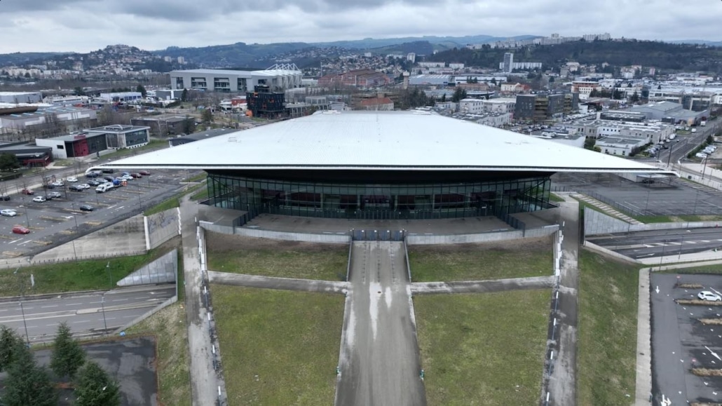 prises de vues aériennes à saint etienne : palais des congrés